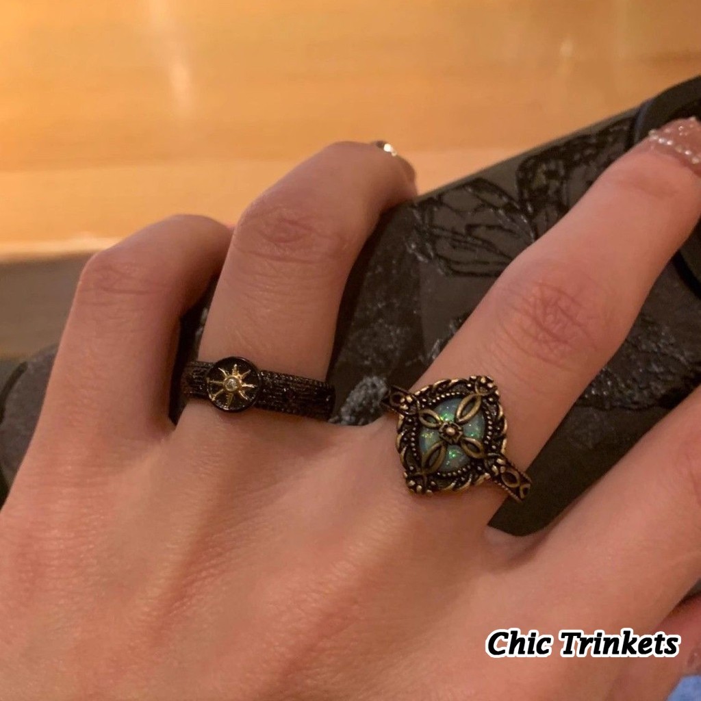 [Chic Trinkets]Cincin Vintage Tua Wanita, Desain Etnik Retro & Adjustable Finger Ring C579