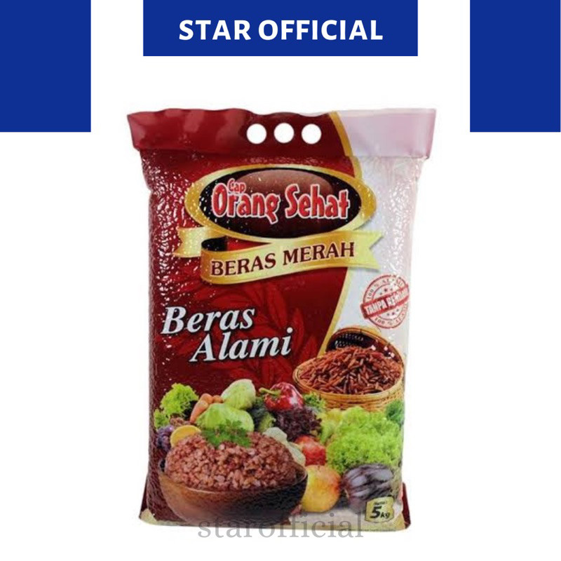 Beras Merah Cap Orang Sehat 5kg Beras Alami