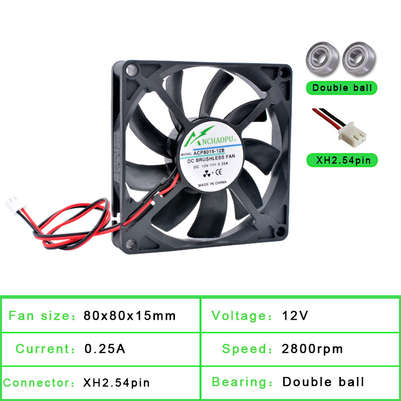 ACP8015 8cm 80mm fan 80x80x15mm DC5V 12V 24V 2pin cooling fan for router assis power supply arger in