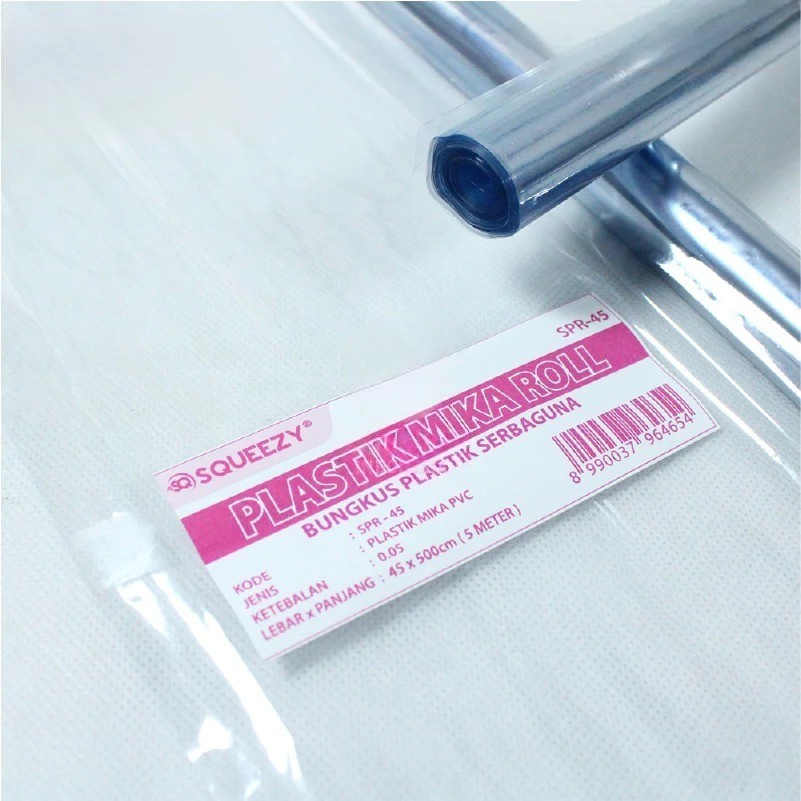 Sampul Buku Plastik Mika Roll Transparan Squeezy Sampul Buku Panjang 5 Meter