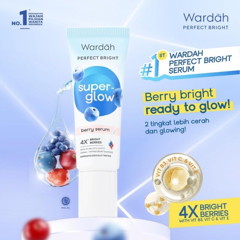 Wardah Perfect Bright Super Glow Berry Serum 8ml | Serum Wajah/Glowing/Travel Size/Essence