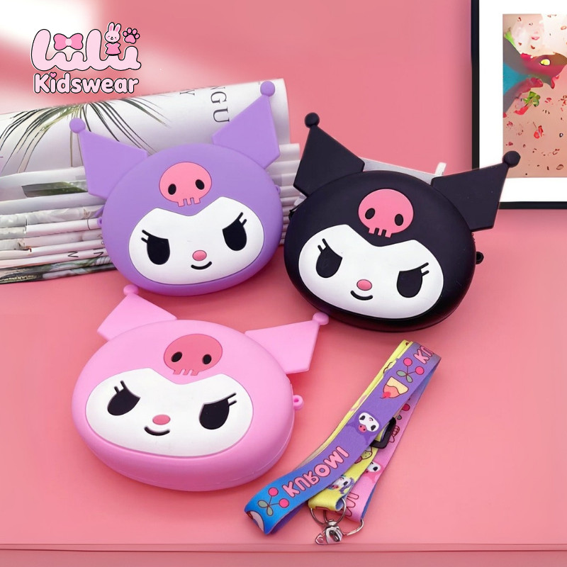 Lulu Kidswear Tas Rubber Silikon Kuromi Lucu Baru Tas Selempang Anak tas anak kuromi kartun tas sele