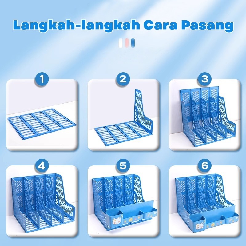 Rak Buku Minimalis Kayu 3 Susun 60cm Rak Meja Organizer Penyimpanan Dokumen Terjamin
