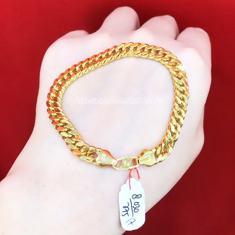 Gelang Emas Asli 5gram Kadar 875 Model Rantai Ada Surat