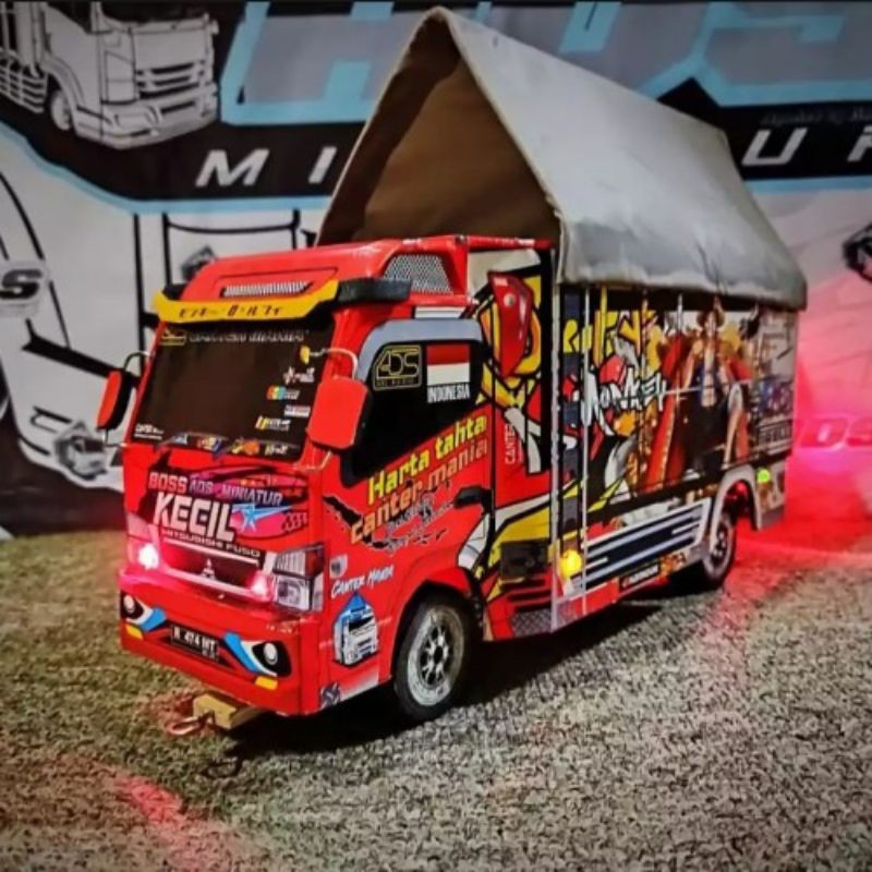 MINIATUR TRUK OLENG KAYU FULL LAMPU KELIP miniatur truk oleng doraemon miniatur truk kayu miniatur t