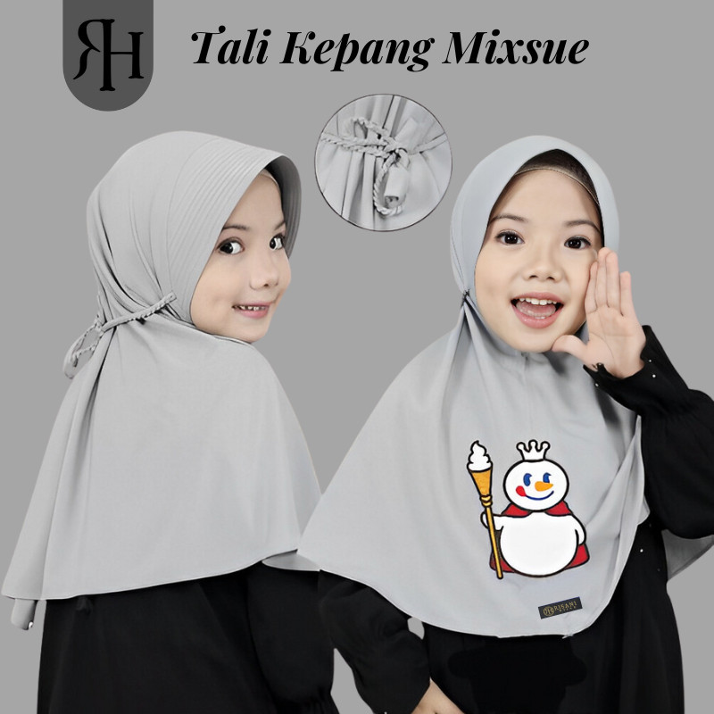 ihsn Hijab Anak Mixue Jersey/Jilbab Bergo Tali Ropel Ped / Kerudung Tali Kepang Anak Sekolah