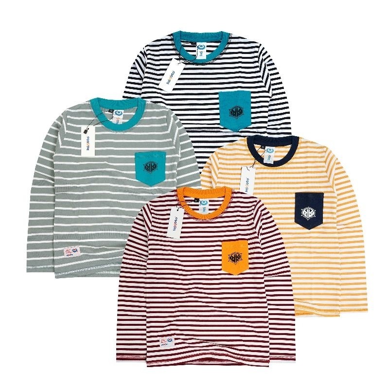 Kaos Motif Salur Lengan Panjang / Kaos Distro Anak Motif Salur Tangan Panjang Umur 1-12 Tahun