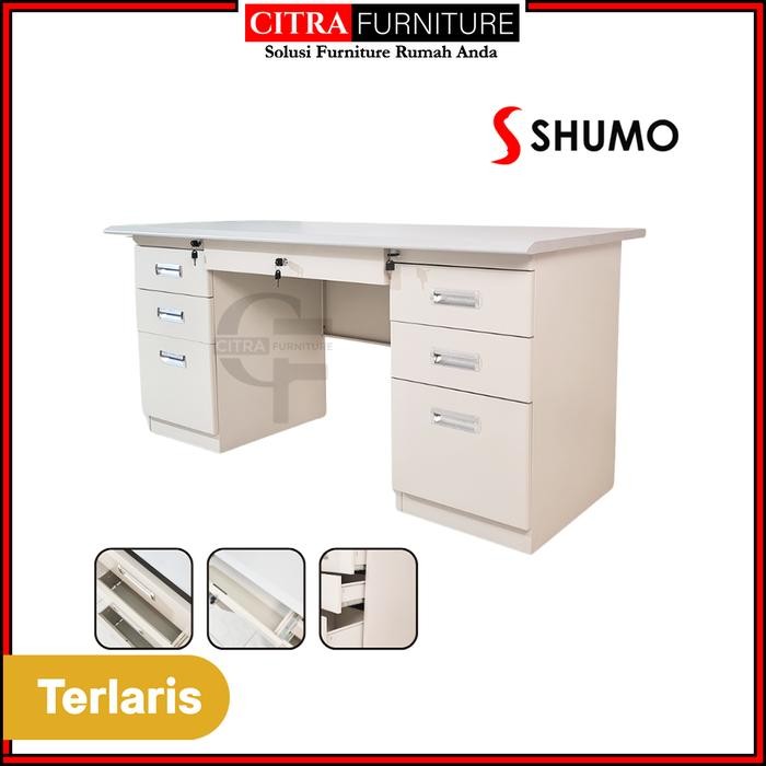 SHUMO Meja Tulis Besi 1 Biro 160 cm  | Meja Kantor Direktur [ TOP BRAND ] - DIRAKIT