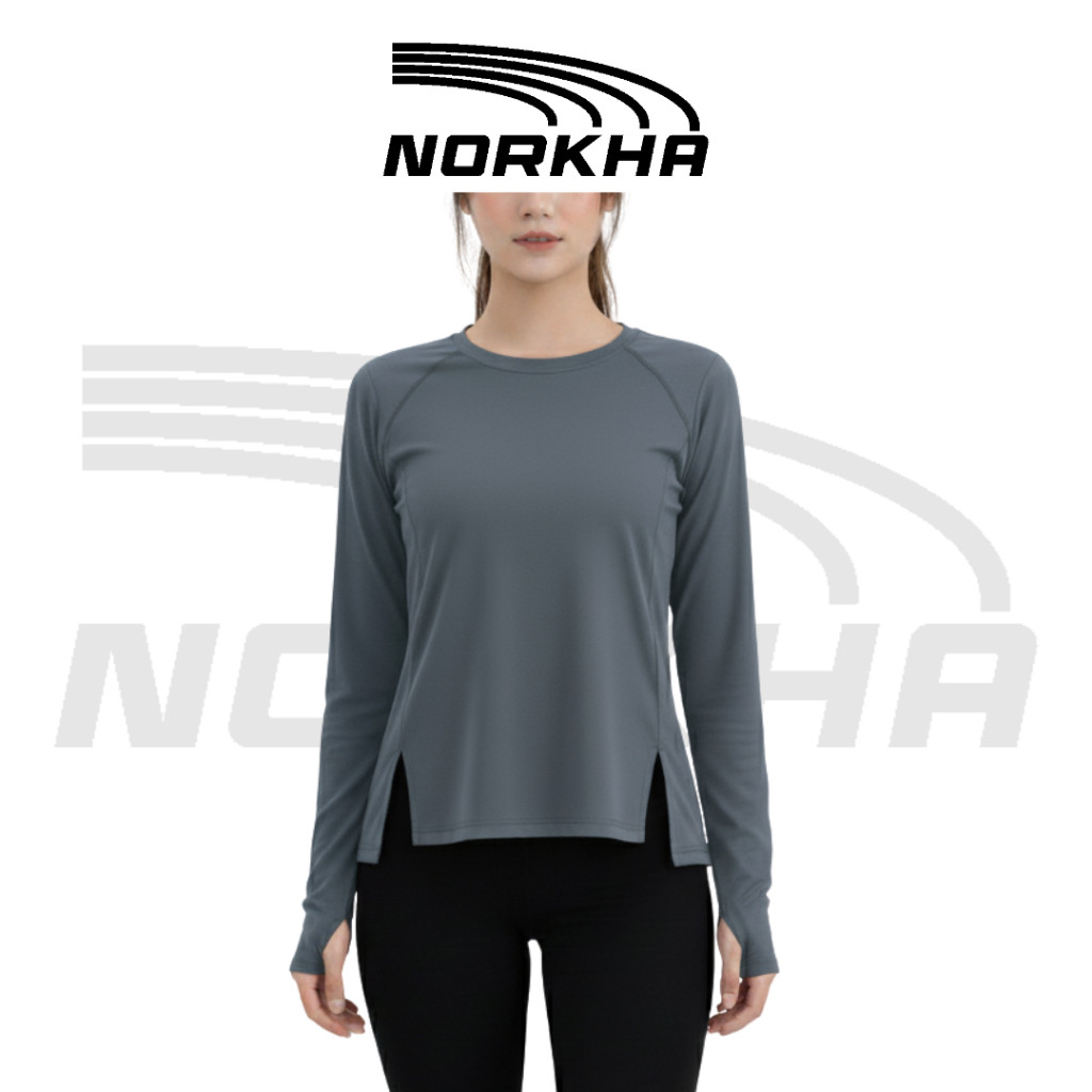 gitata980  Baju Olahraga Wanita Kaos Lengan PAnjang T-Shirt Yoga Oversize Polos Dewasa Sport