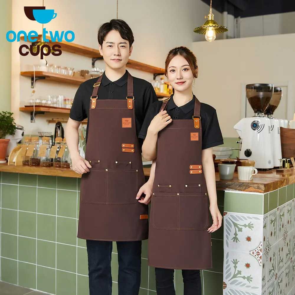 COD Celmek Celemek Apron Masak Barista Coffee Cafe Shop Dapur Model Kantong Polos Anti Air Dan Minya