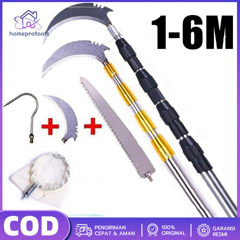 5 in1 7M Tongkat Panjang Untuk Petik Buah /metal fruit picker /galah pemetik buah 10 meter/tongkat p