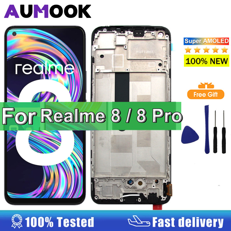 6.4"Super AMOLED For Realme 8 4G RMX3085 LCD splay Tou Screen gitizer For Realme 8 Pro RMX3081 LCD W