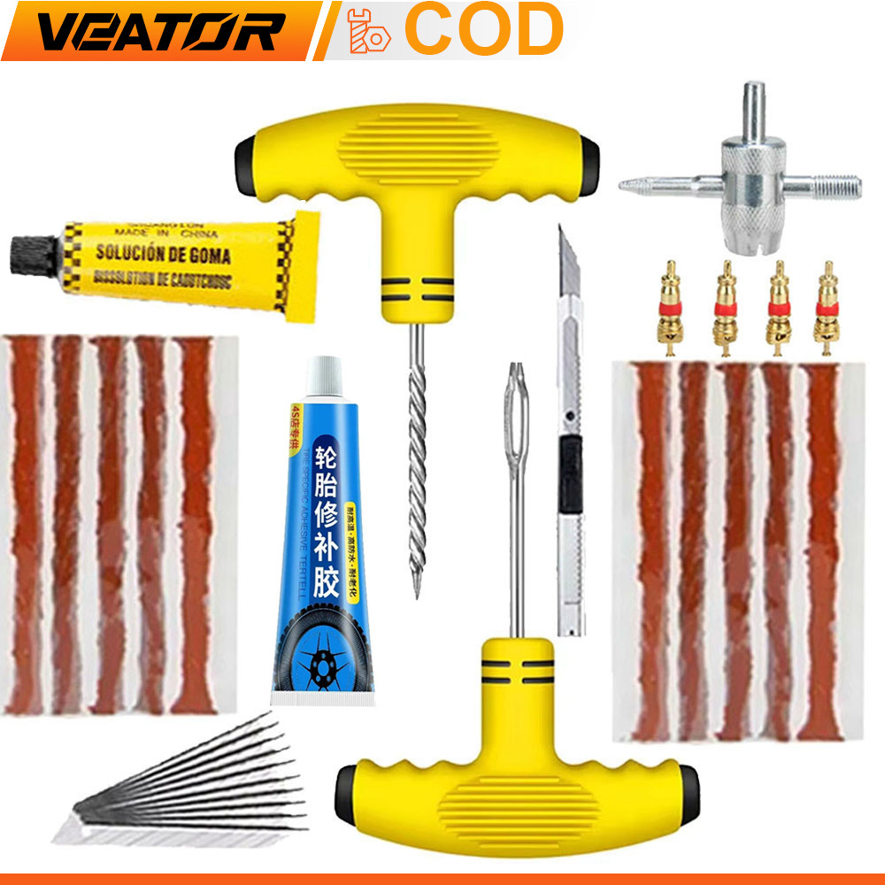 Kit Perbaikan Ban Mobil Alat Pelepas Inti Katup Tubeless Lem Ban Mobil Kit Perbaikan Strip Ban