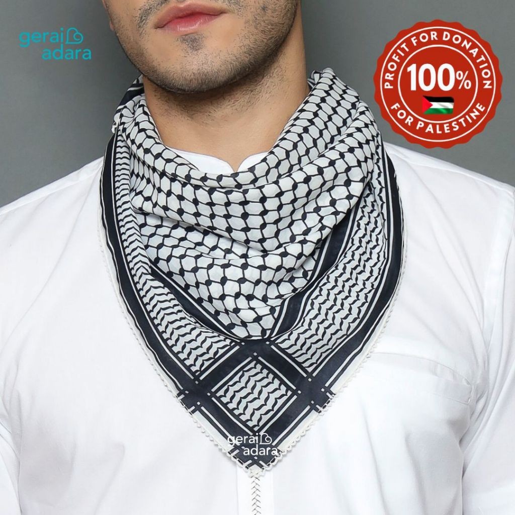 Keffiyeh Palestina - Scarf Keffiyeh - Slayer Keffiyeh - Bandana Segiempat | Gerai Adara