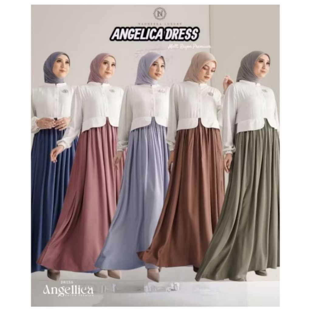 NADHEERA AGELICA MIDI BY NADHEERA LUXURY TERBARU ORIGINAL GAMIS MUSLIMAH DB DEMAK ORIGINAL BRAND
