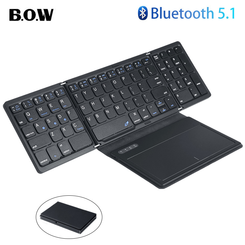 BOW Foladable Bluetooth Keyboard with Toupad Pocket Fog Keyboard for Laptop Phone Tablet  Wireless R