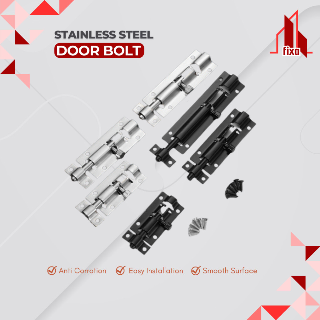 FIXA Grendel Slot Pintu Stainless Steel Jendela Kamar Mandi Latch