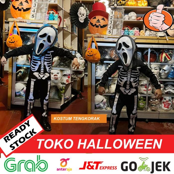 SALE kostum halloween anak anak model tengkorak skeleton - 2-4tahunTERLARIS