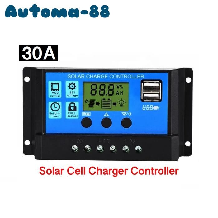Solar Charge Controller SCC-30A 12V 24V PWM Charger Battery Solar Cell TERBAIK...