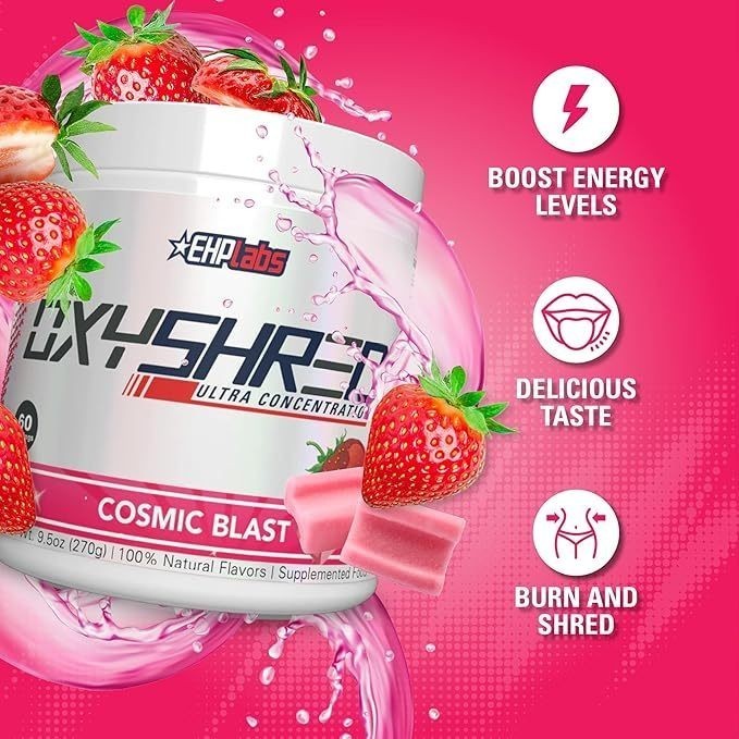 EHP Labs OxyShred Pre Workout Powder cosmic blast - Preworkout Powder with L Glutamine & Acetyl L Ca