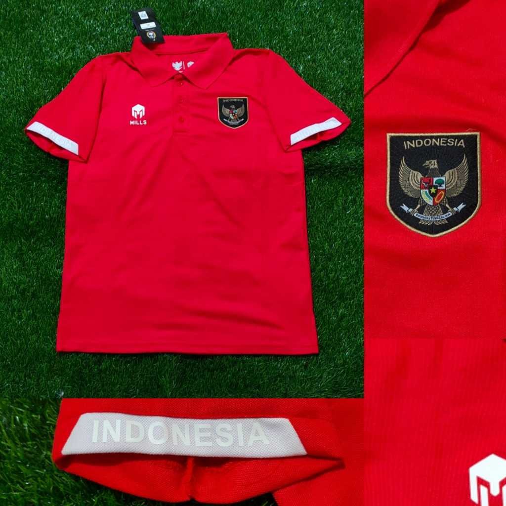 JERSEY POLO SHIRT TIMNAS INDONESIA MERAH GRADE ORI MILLS HIGH QUALITY