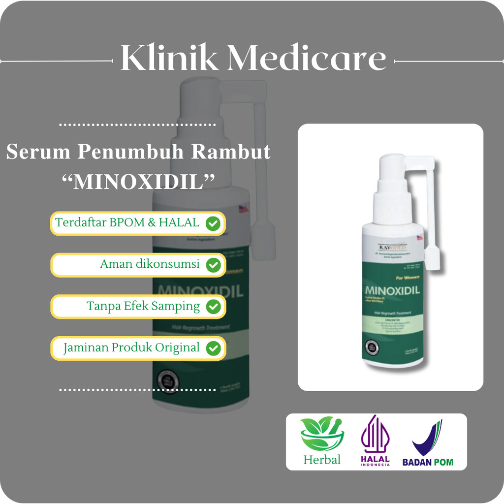 MINOXIDIL Aloe Vera 5% penumbuh rambut & brewok with for MEN made in USA - RAYGOLD - MINOX MINOKSIDI