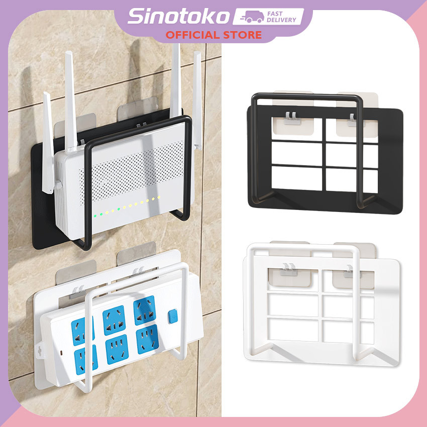 Rak Dinding Serbaguna untuk Router WiFi & STB – Bahan besi anti karat, desain tempel dinding tanpa b