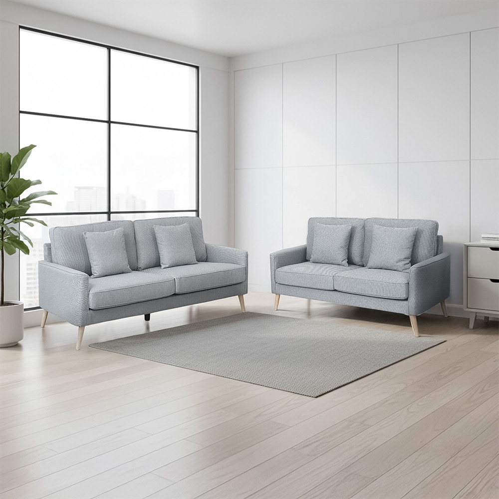 Informa Nordia Neo Alamo Set Sofa Fabric 2 & 3 Seater - Abu-Abu Sofa Ruang Tamu Kursi Sofa Sofa Mini