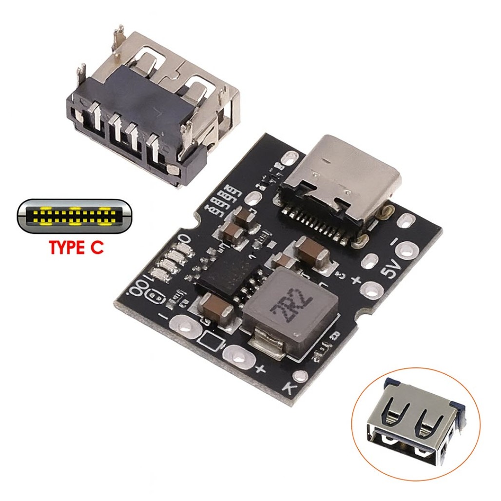 Modul Power Bank USB Type-C Fast Charger Step Up Baterai 18650 Lithium