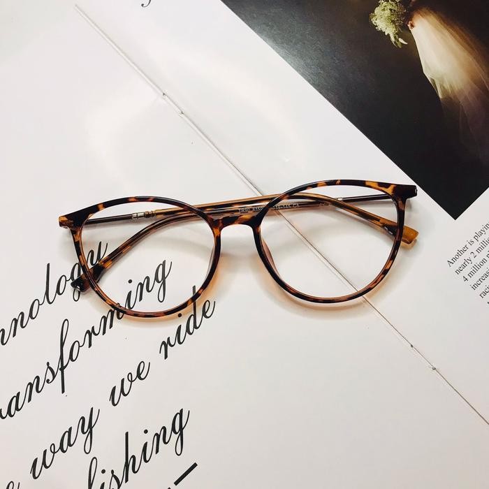 REDY STOK Kacamata Termurah Fashion Model Frame Cat Eyes Plastik Ringan 8146 - Leopard Orange, Lensa