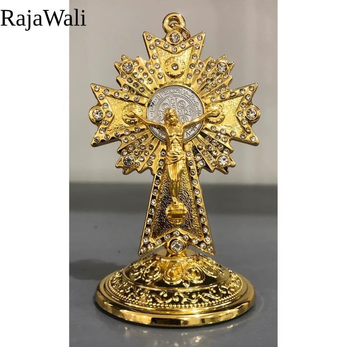 Salib Duduk Mini Katolik Carving Stone-Salib Duduk Meja Ukir Motif RJ14