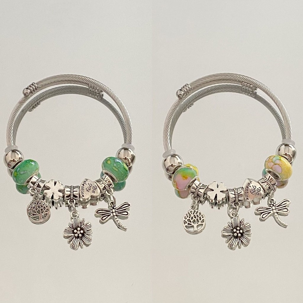 Gelang DIY gelang manik-manik perhiasan bunga matahari capung multi-elemen stainless steel