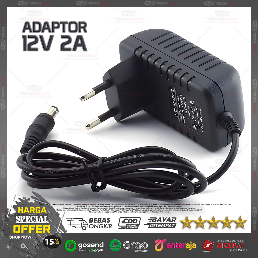 Adaptor DC 12V 2A / Power Supply Universal Kamera CCTV Router Fan Lampu 