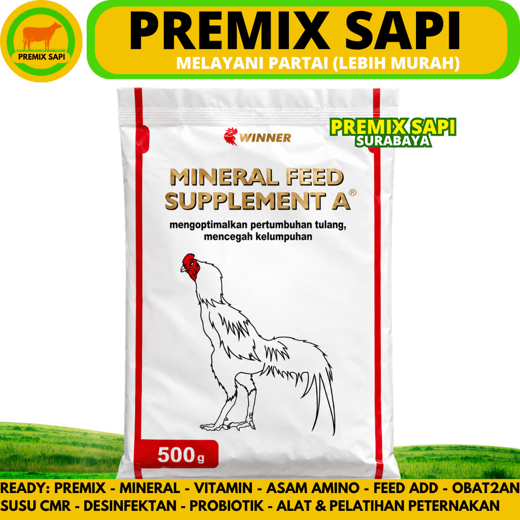MINERAL FEED SUPPLEMENT A LAGA 500 GRAM WINNER - Obat Ayam Lumpuh Bangkok Aduan Tulang Bulu Premix