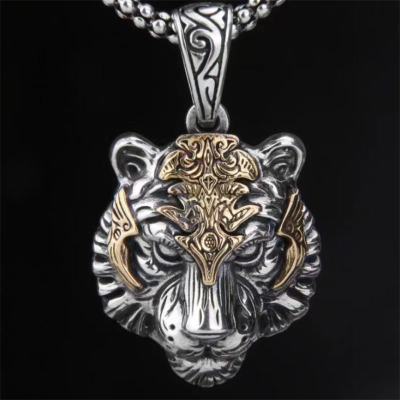 Kalung Kepala Harimau Pria Liontin Zodiak Harimau