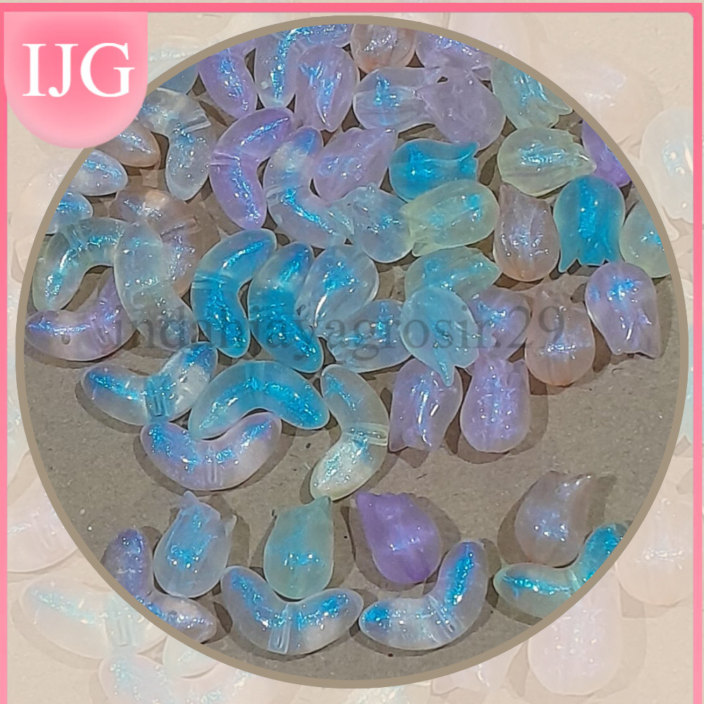 Shimmer Glow In The Dark 25gr Tulip Leaves Manik Bunga Daun Akrilik Lucu  DIY Gradasi Hologram AB