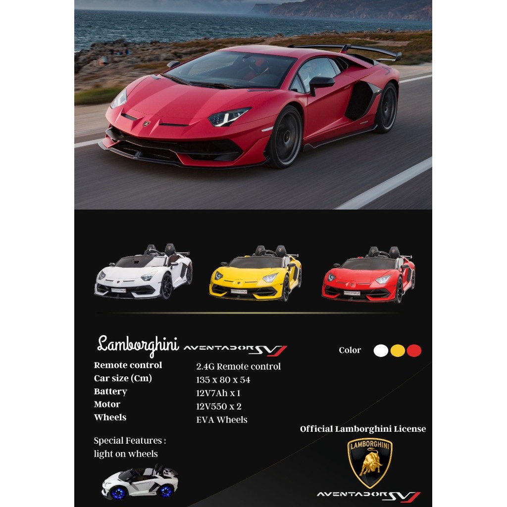 PROMO Mainan Mobil Aki Unikid UK 816 Lamborghini Aventador SVJ Lisensi