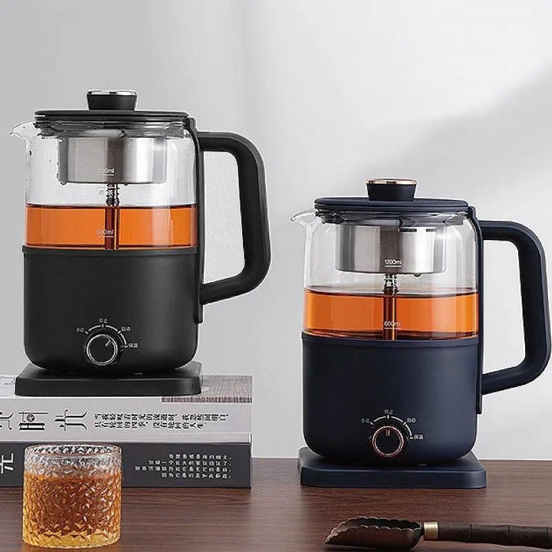 1.2L Electric Kettle Home Glass Flower Teapot Multi-function Office Tea Stove Black Tea Steam Spray 