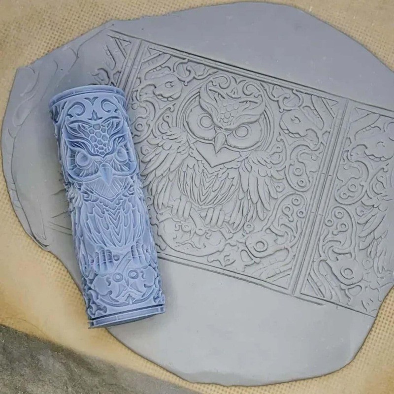 

Clay Tile Roller 3D Printed Clay Texture Rollers Flower Bird Pattern Rolling Pins Rollers DIY Animal Texture Pottery Tools