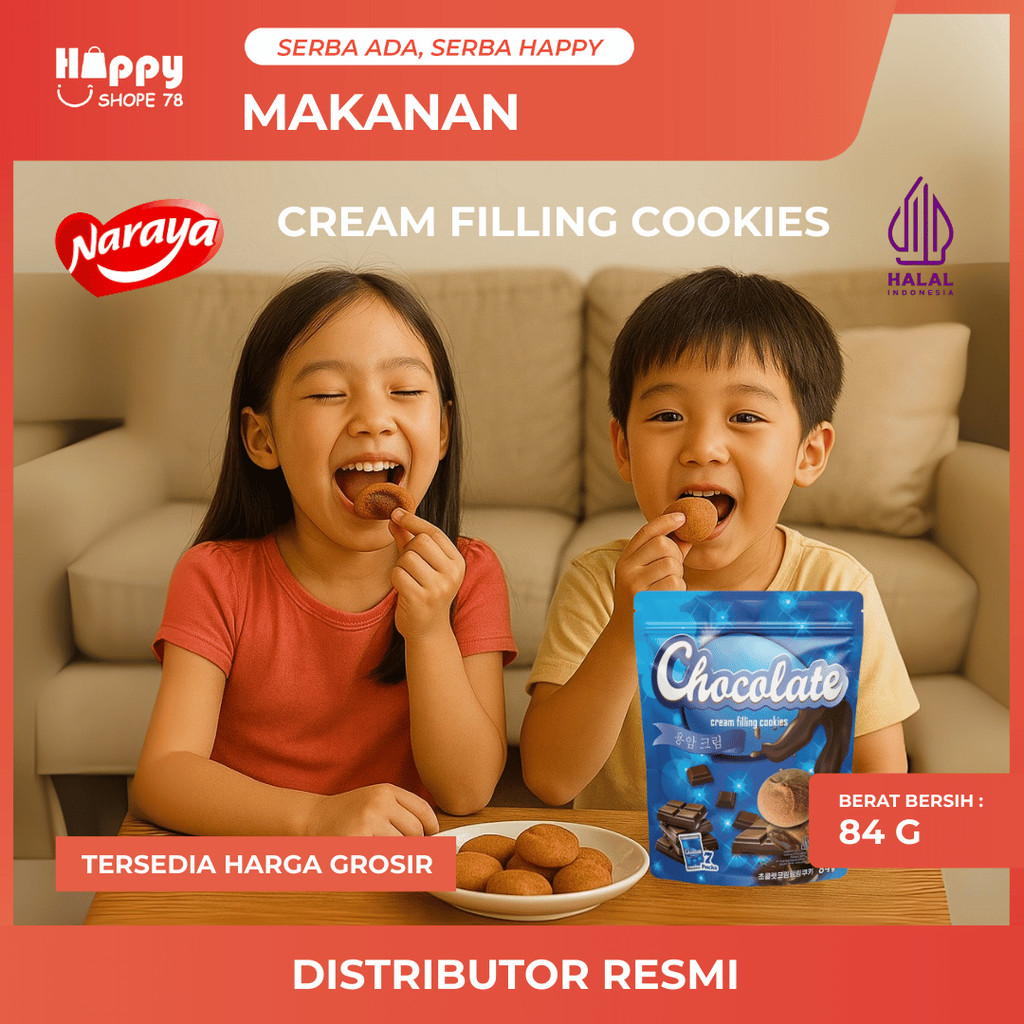 

NARAYA Cookies 84gr Chocolate Cream Biskuit Isi Krim Coklat Lembut