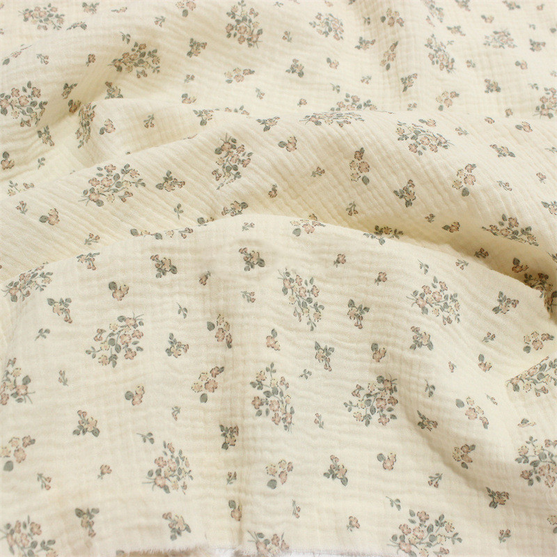 

Flower Print Double Gauze Cotton Crepe Fabric Material Baby Sewing DIY Quilting Clothes Dress Pillowcases Needlework