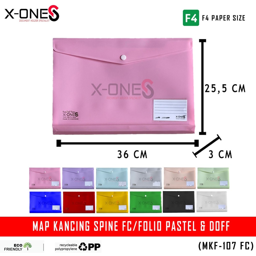 

X-ONE MAP KANCING PLASTIK PUNGGUNG PASTEL & DOFF F4 FOLIO / MKS-108 FC (SATUAN)