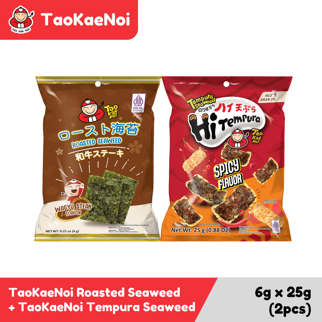

[VALUE PACK] Tao Kae Noi Roasted Seaweed Wagyu Steak + Tao Kae Noi Tempura Seaweed Spicy Flavour 25 Gr