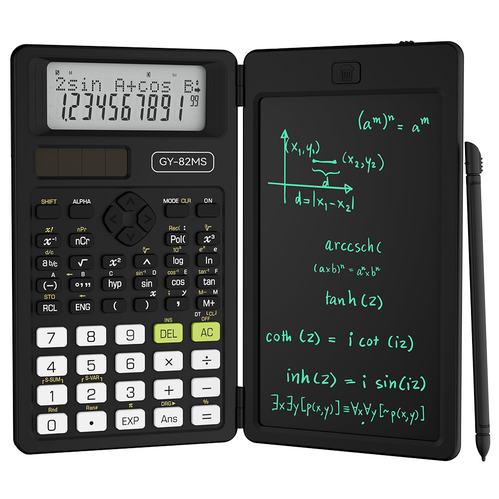 

2-In-1 Foldable Scientific Calculator & 6 in Writing Tablet 82MS 240 Function LCD splay For College Office Student Tea er