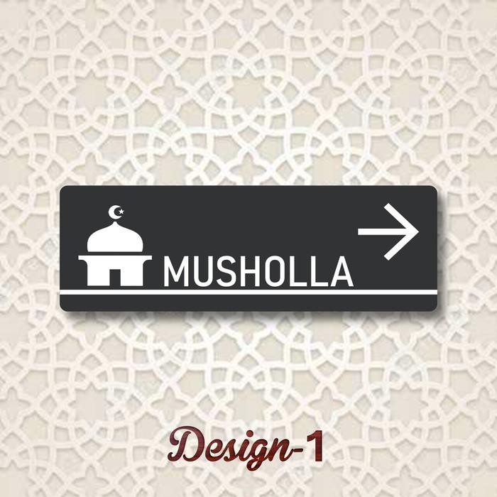 

Papan Tanda Petunjuk Arah Akrilik Estetik Rambu Tulisan Musholla - Sign Board Mushola, 10x30 cm - Design-1, 0,2x10x30 cm