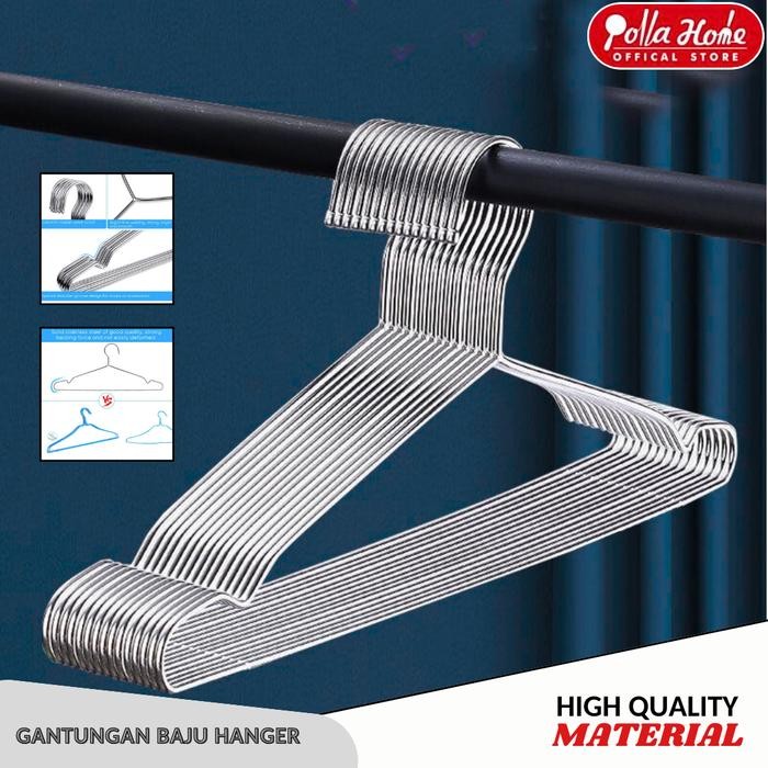 

Ollahom Hanger Baju Stainless Steel 304 Premium Tebal Tahan Karat Serbaguna - Panjang 32 cm