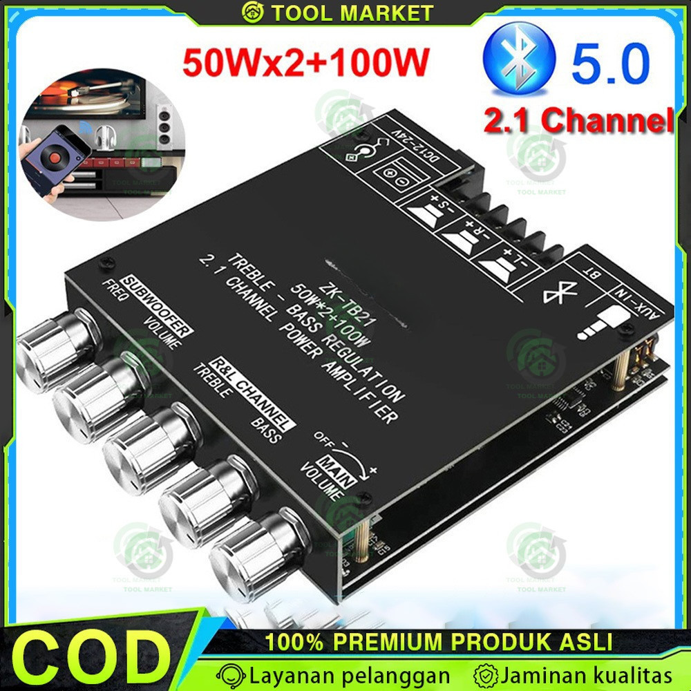ZK-MT21 Papan Amplifier Bluetooth 5.0 Subwoofer Stereo 50W X 2 +100W/ AMP AUX 2.1 Zk Mt21 ZK-MT21 Pa