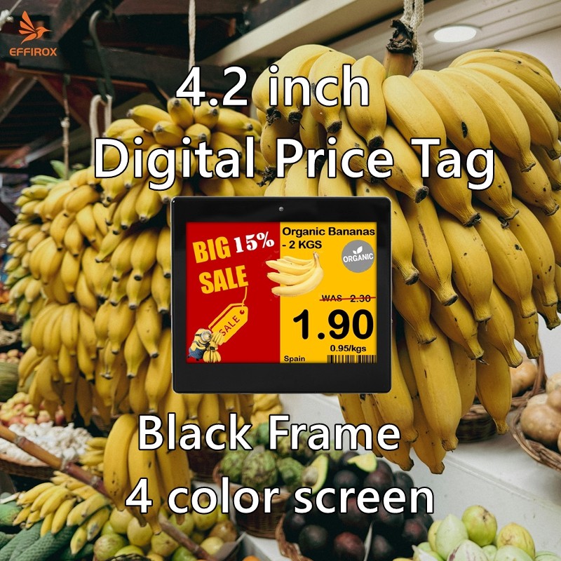 

4.2 Inch 4 Color Electronic Shelf Labels Black Frame Digital Price Tags Eink Epaper Screen Shelf Labels ESL Tags