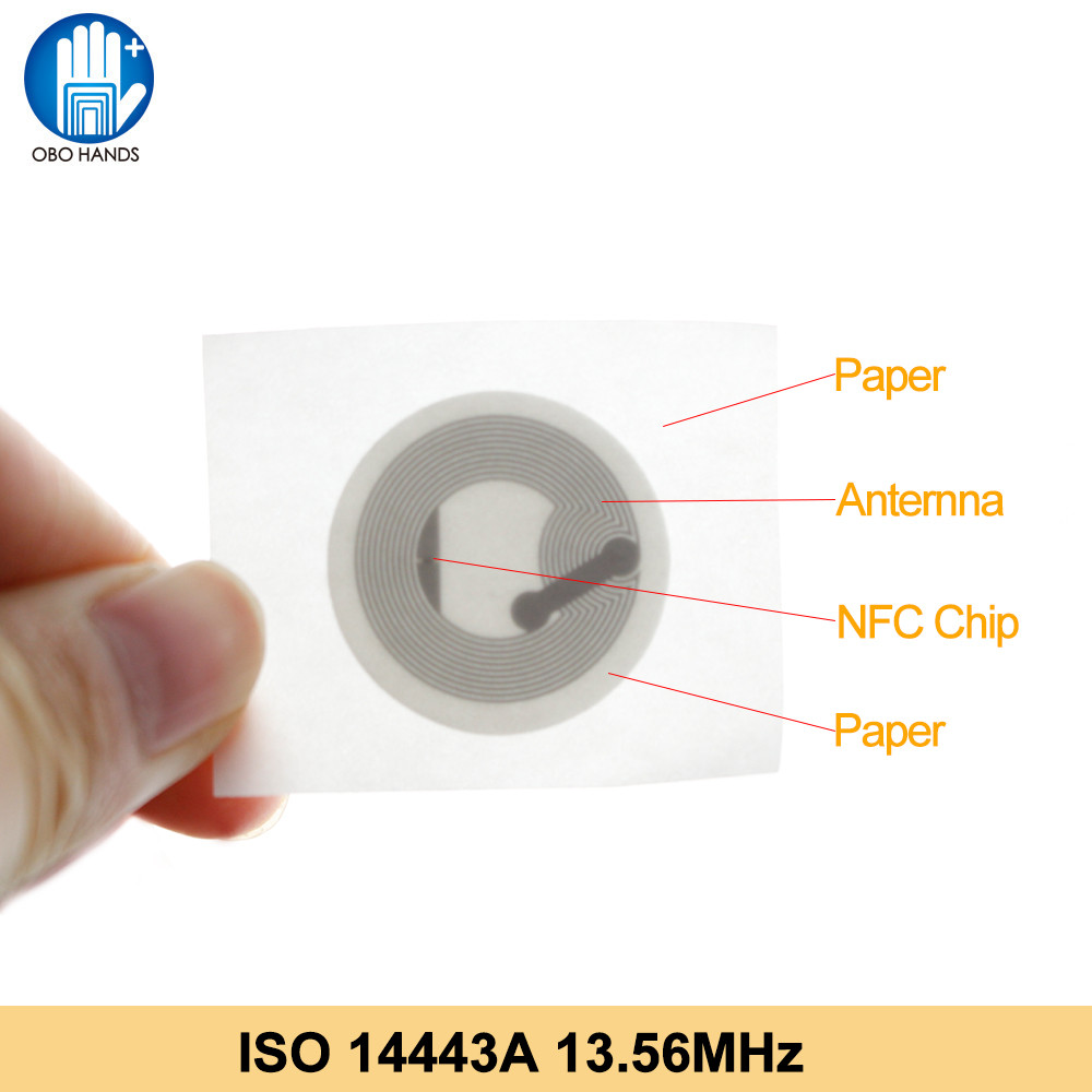 

(10pcs) 25mm White Paper RFID Stickers MF Classic 1K S50 13.56MHz Universal Label NFC Tags for All NFC Phones Adhesive