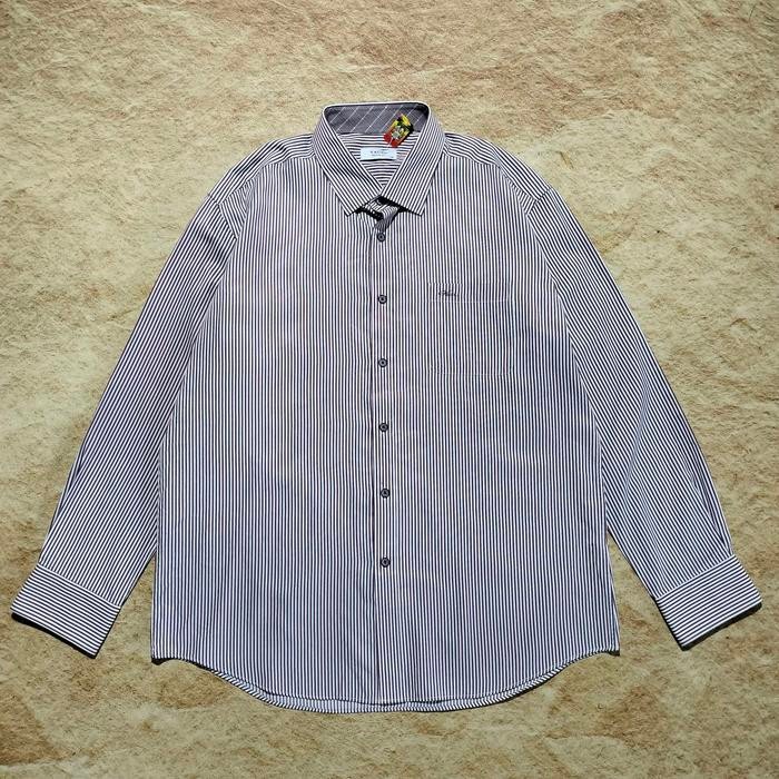 kemeja panjang pria motif garis VACCI kemeja salur pria murah bagus size XL